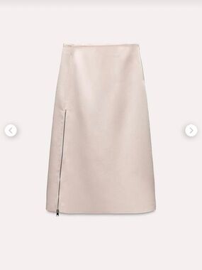 Zara cream color  Midi A-Line Skirt with Side Zip